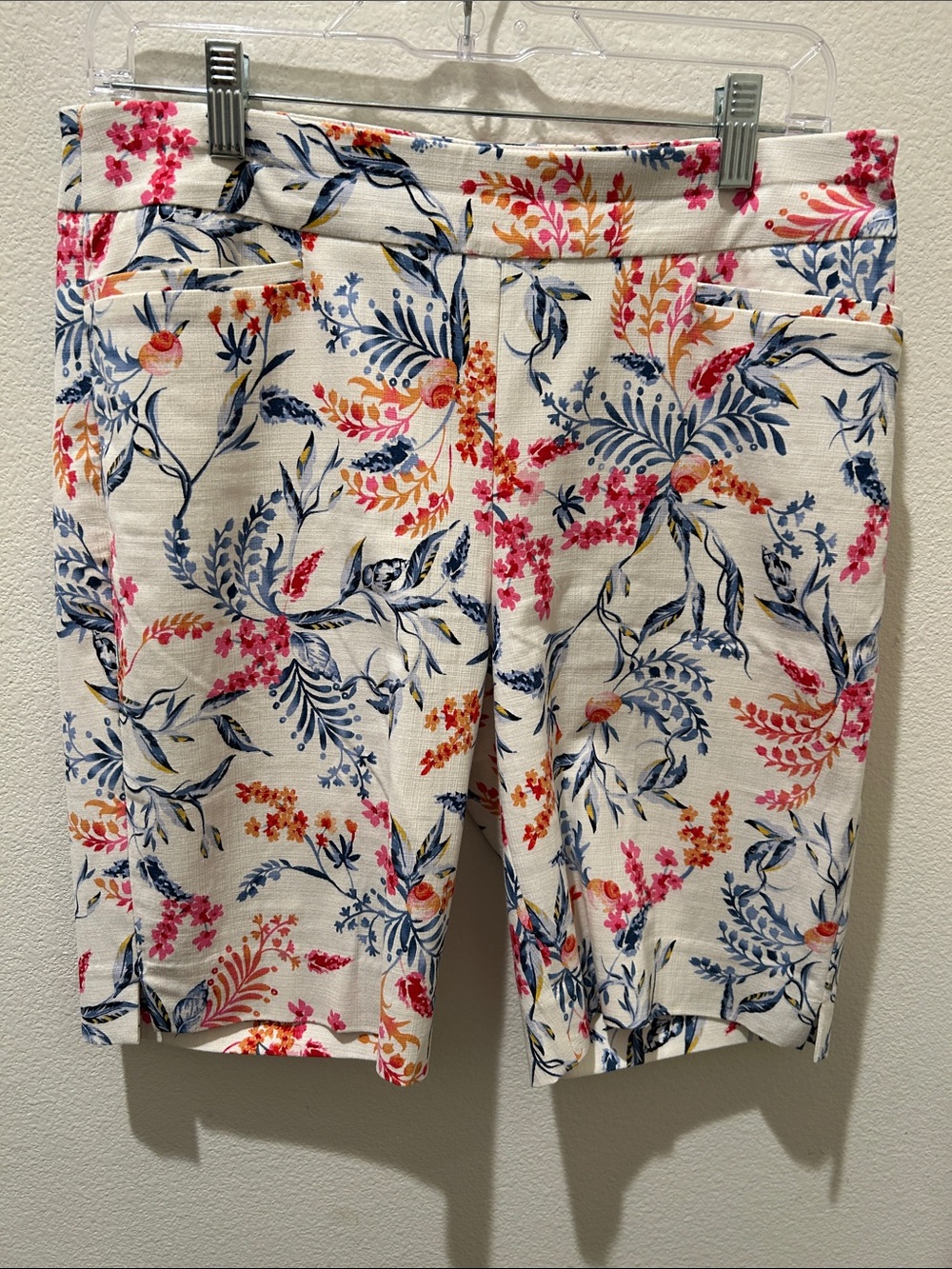 Chico’s Floral White Riviera Bermuda Shorts